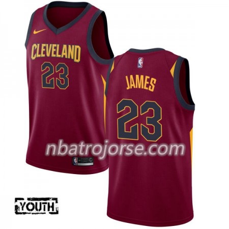 Barn Cleveland Cavaliers Tröja LeBron James 23 Nike 2017-18 Röd Swingman
